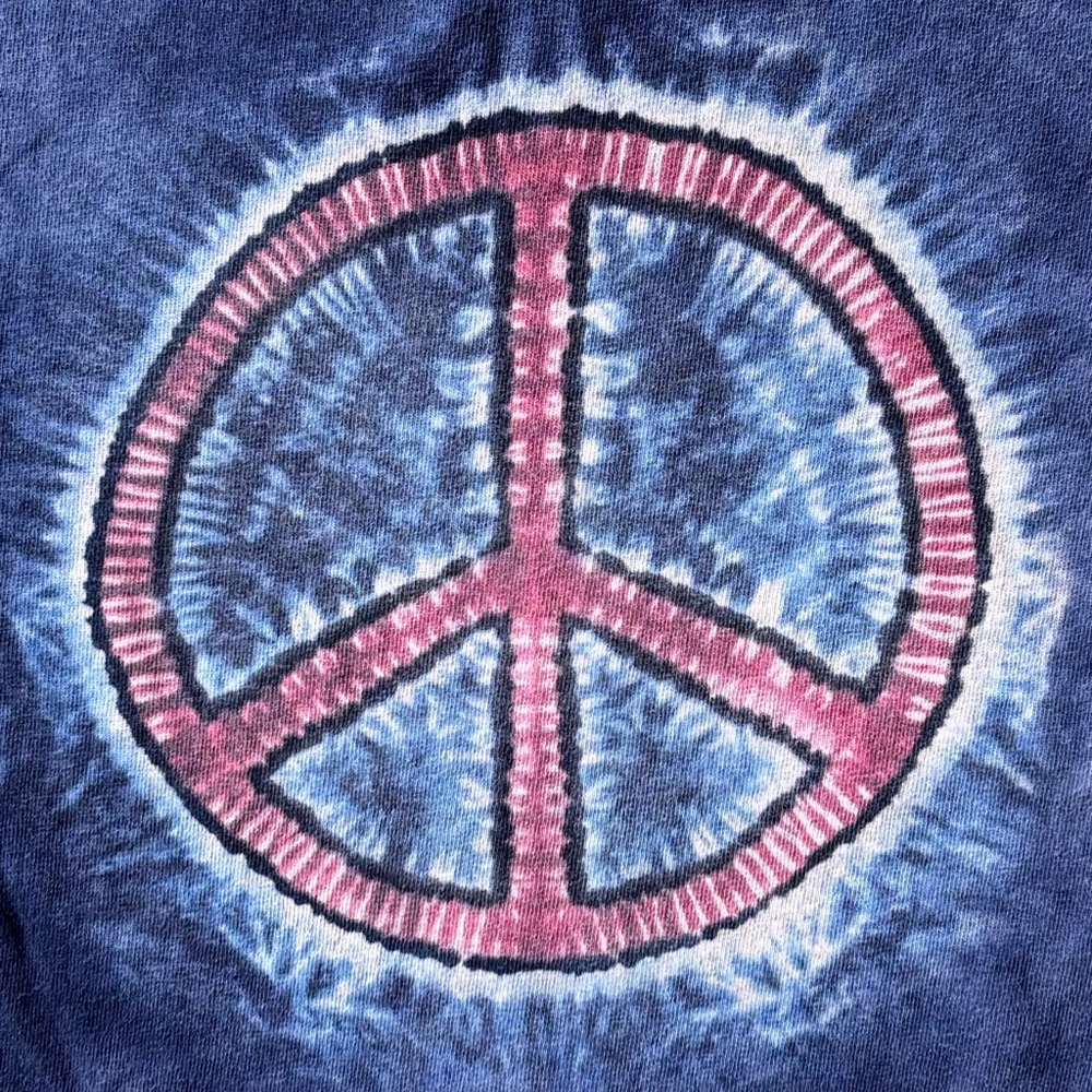 Concentric Tie Dye Peace Sign Design Unisex Americana T-Shirt - Picture 2 of 6